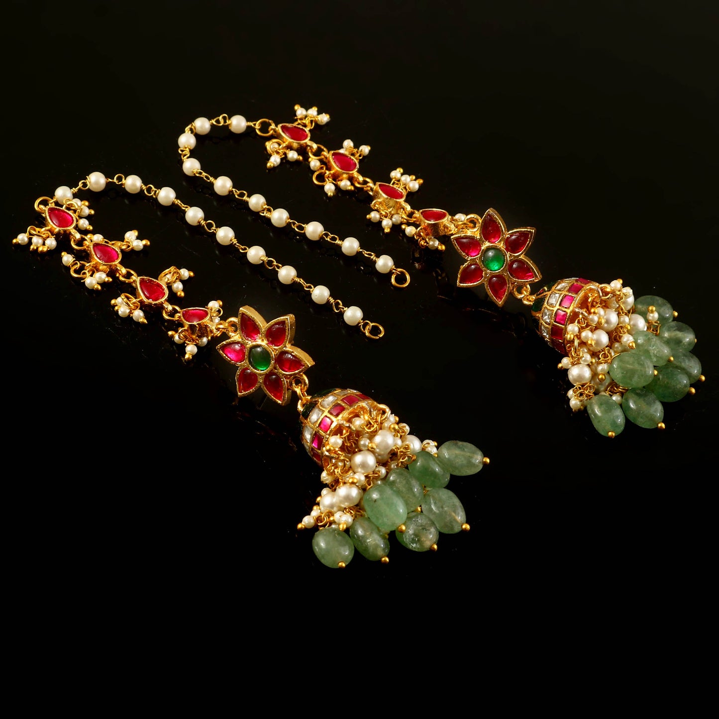 Jadau Kundan Earring Set, crafted with premium-quality Kundan stones