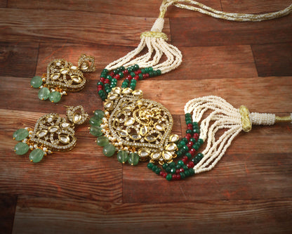 Jadau Kundan Necklace Set (Beads)