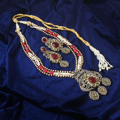 Jadau Kundan Necklace Set (Beads)