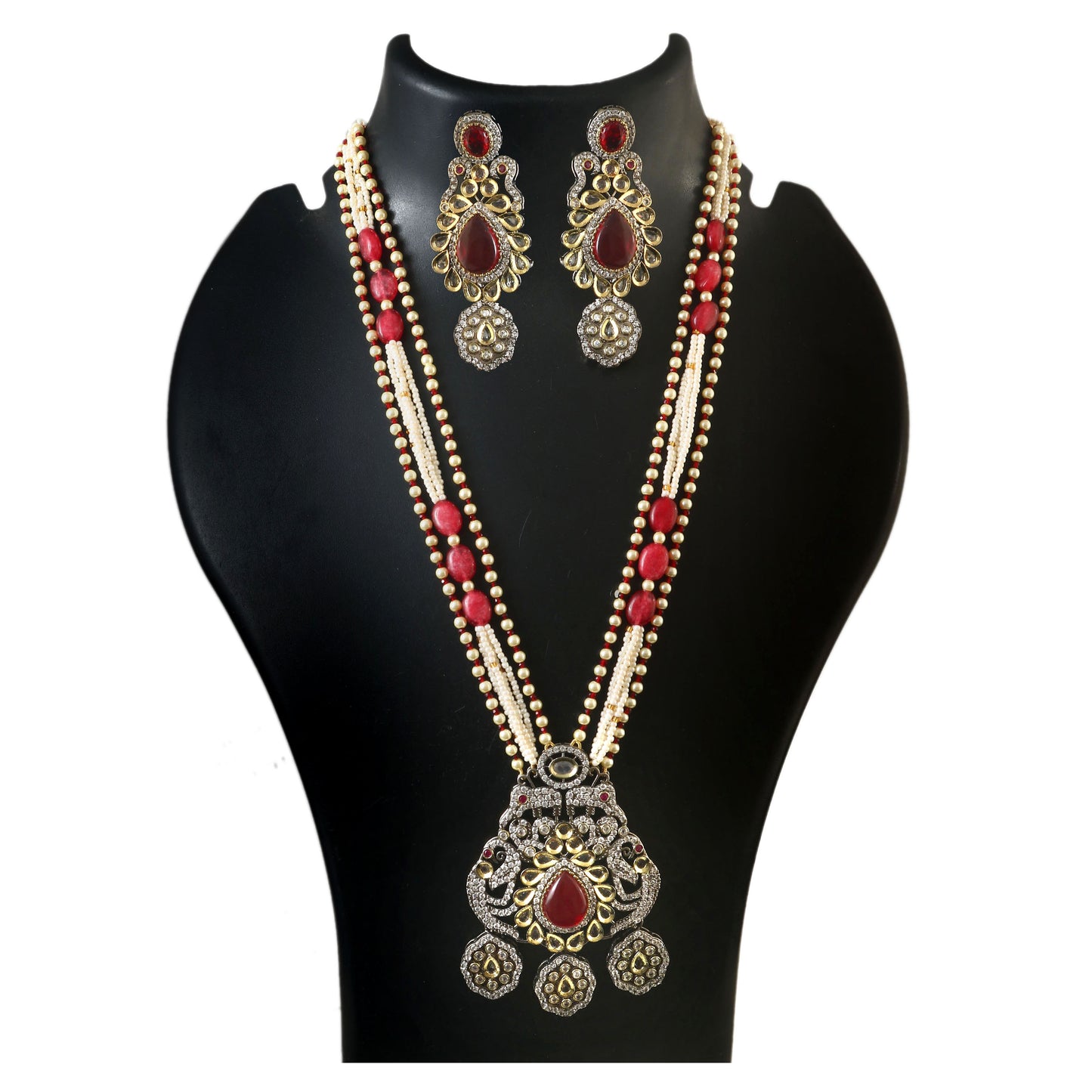 Jadau Kundan Necklace Set (Beads)