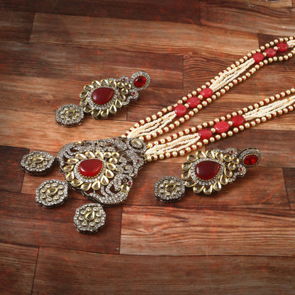 Jadau Kundan Necklace Set (Beads)