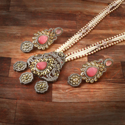 Jadau Kundan Necklace Set (Beads)