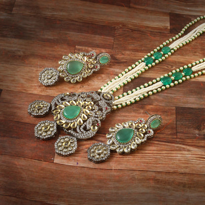 American Diamond Long mala Necklace set