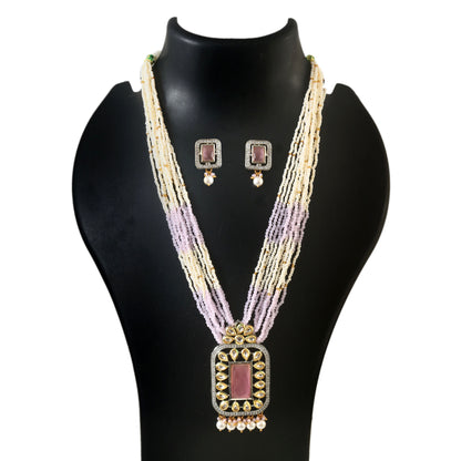 American Diamond Long mala Necklace set