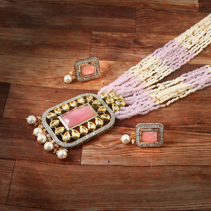 American Diamond Long mala Necklace set