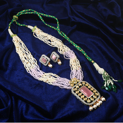 American Diamond Long mala Necklace set