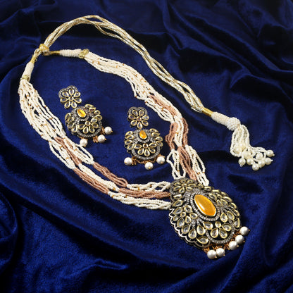 American Diamond Long mala Necklace set