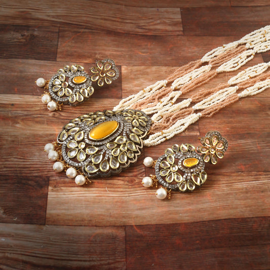 American Diamond Long mala Necklace set