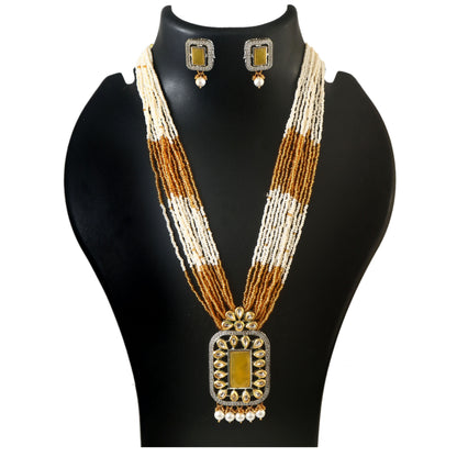 American Diamond Long mala Necklace set