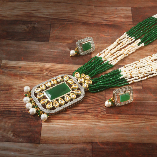 American Diamond Long mala Necklace set