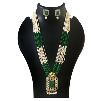 American Diamond Long mala Necklace set