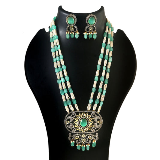 American Diamond Long mala Necklace set