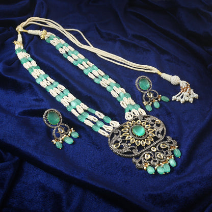American Diamond Long mala Necklace set