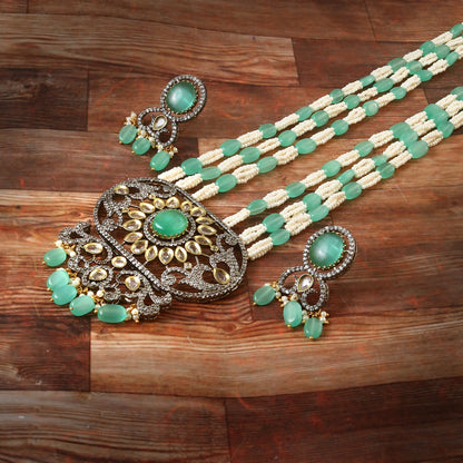 American Diamond Long mala Necklace set