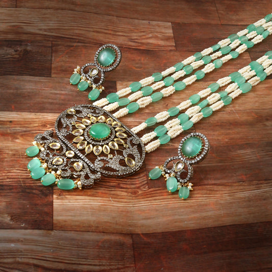 American Diamond Long mala Necklace set