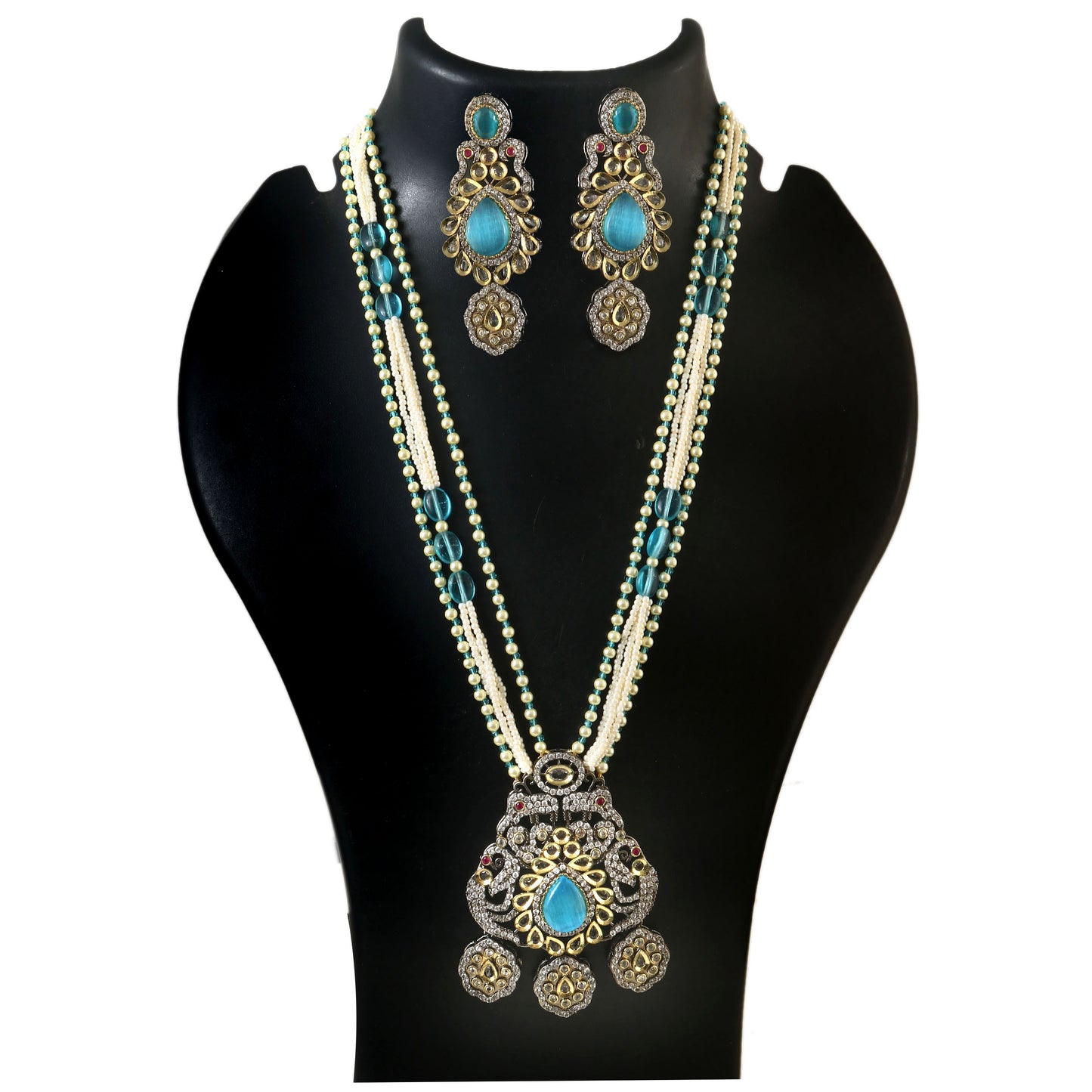 Jadau Kundan Necklace Set (Beads)