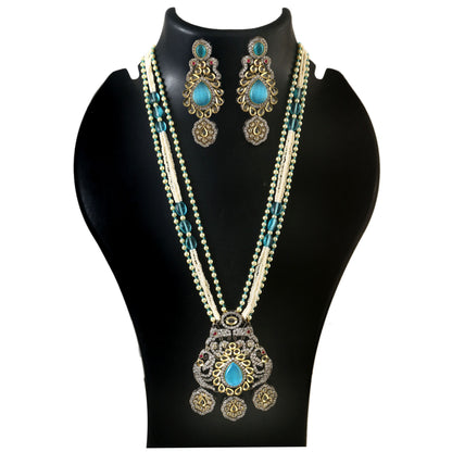 Jadau Kundan Necklace Set (Beads)