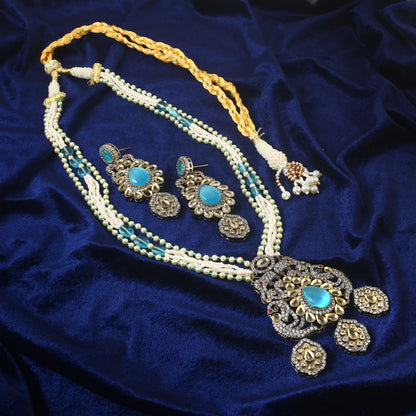 Jadau Kundan Necklace Set (Beads)