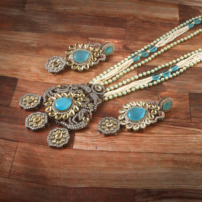 Jadau Kundan Necklace Set (Beads)