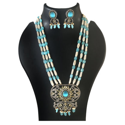 White Stone With Pearl Rani Haar