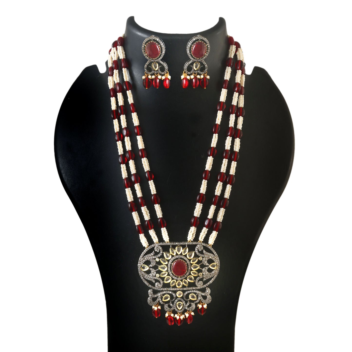 White Stone With Pearl Rani Haar