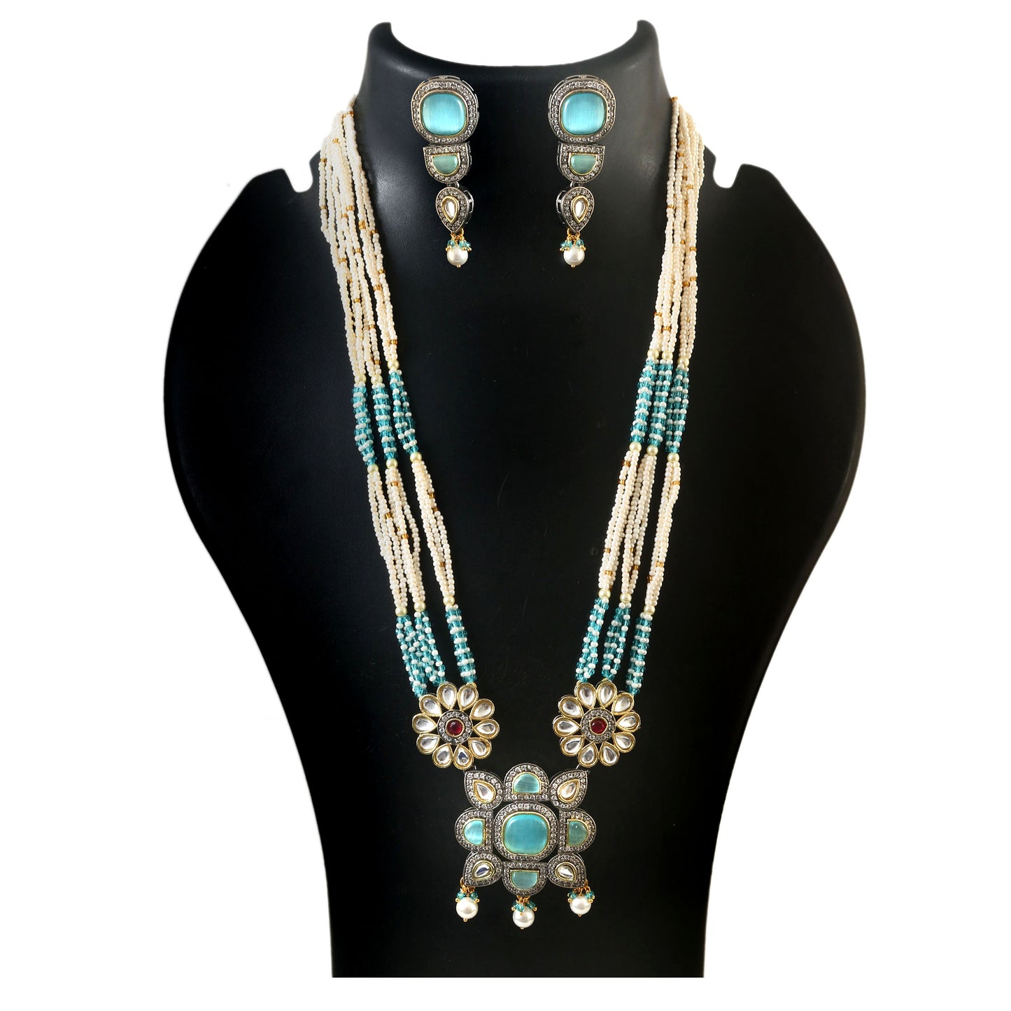 White Stone With Pearl Rani Haar