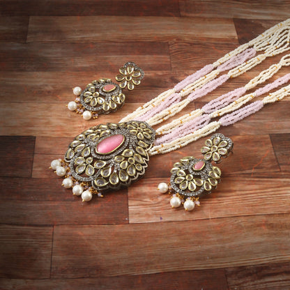 White Stone With Pearl Rani Haar