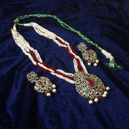 Jadau Kundan Necklace Set (Beads)