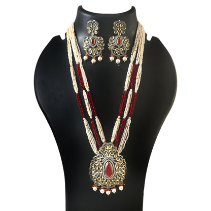 Jadau Kundan Necklace Set (Beads)