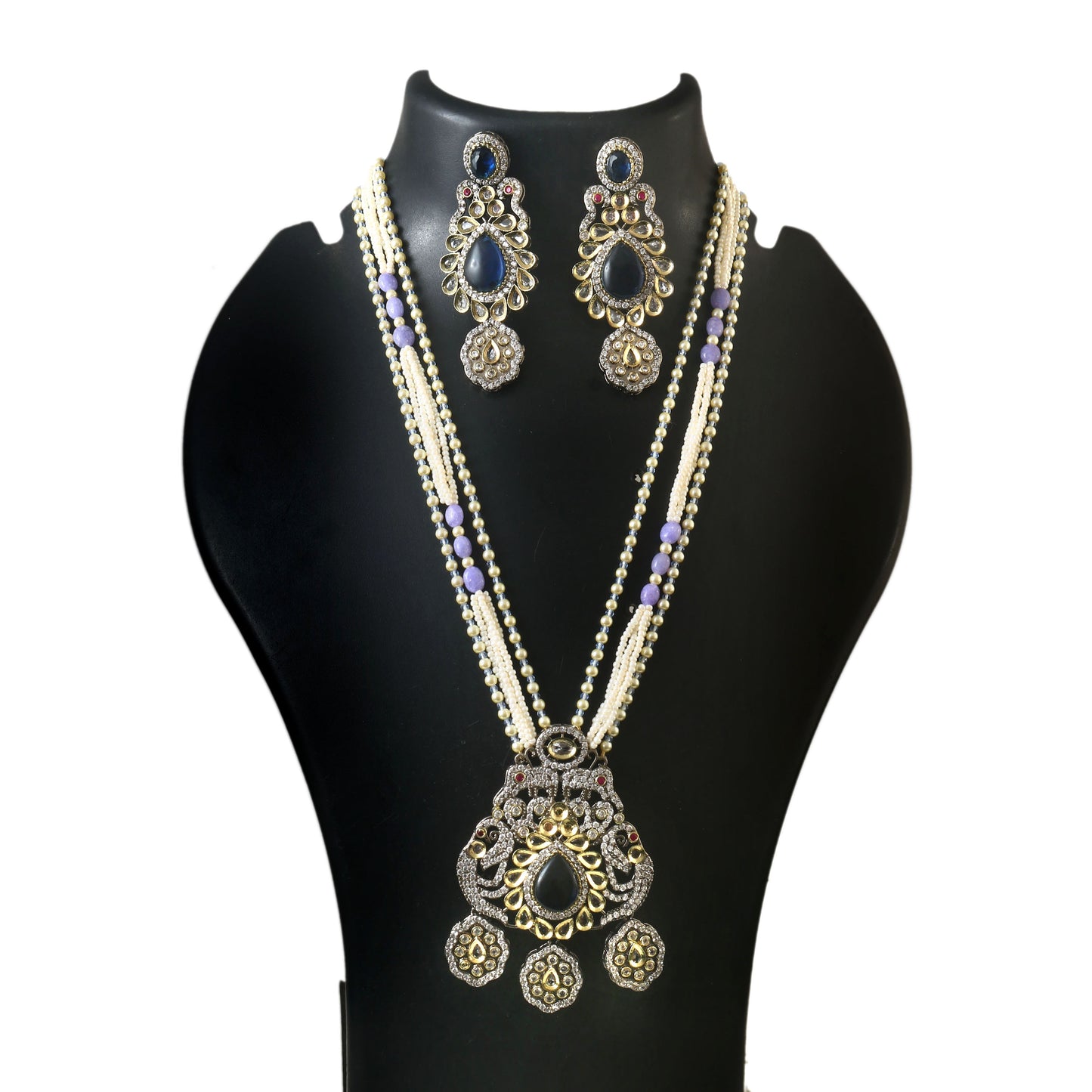 Jadau Kundan Necklace Set (Beads)