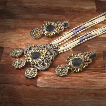 Jadau Kundan Necklace Set (Beads)