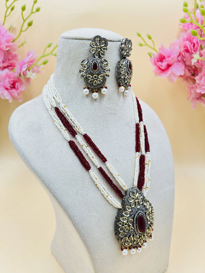 Jadau Kundan Necklase Set (Beads)