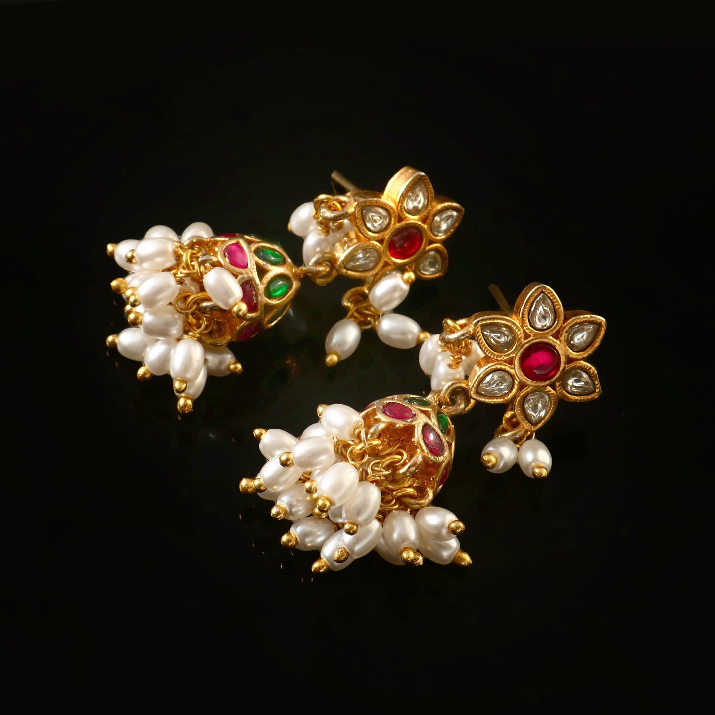One Gram 1 gm Gold coated traditionl ethnic daily party wear stud jumki