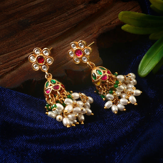 One Gram 1 gm Gold coated traditionl ethnic daily party wear stud jumki