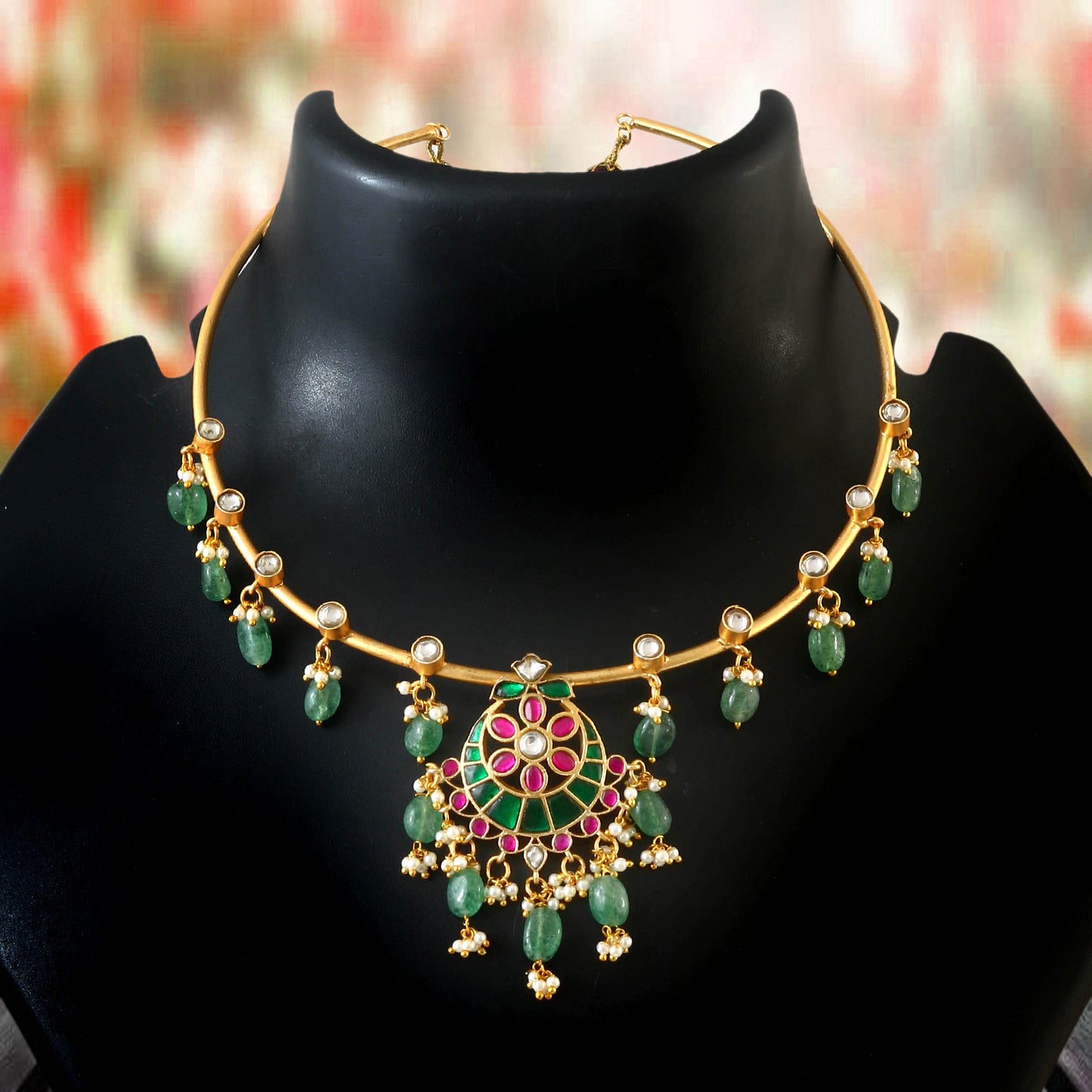 BUY Kundan Jadau Choker Hasli With pearl drops nithilah
