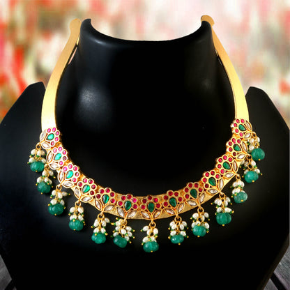 Pearl Drops Jadau Hasli choker South india jewels