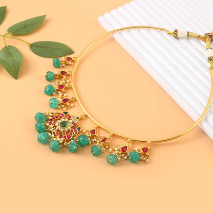 Pearl Drops Jadau Hasli choker South india jewels