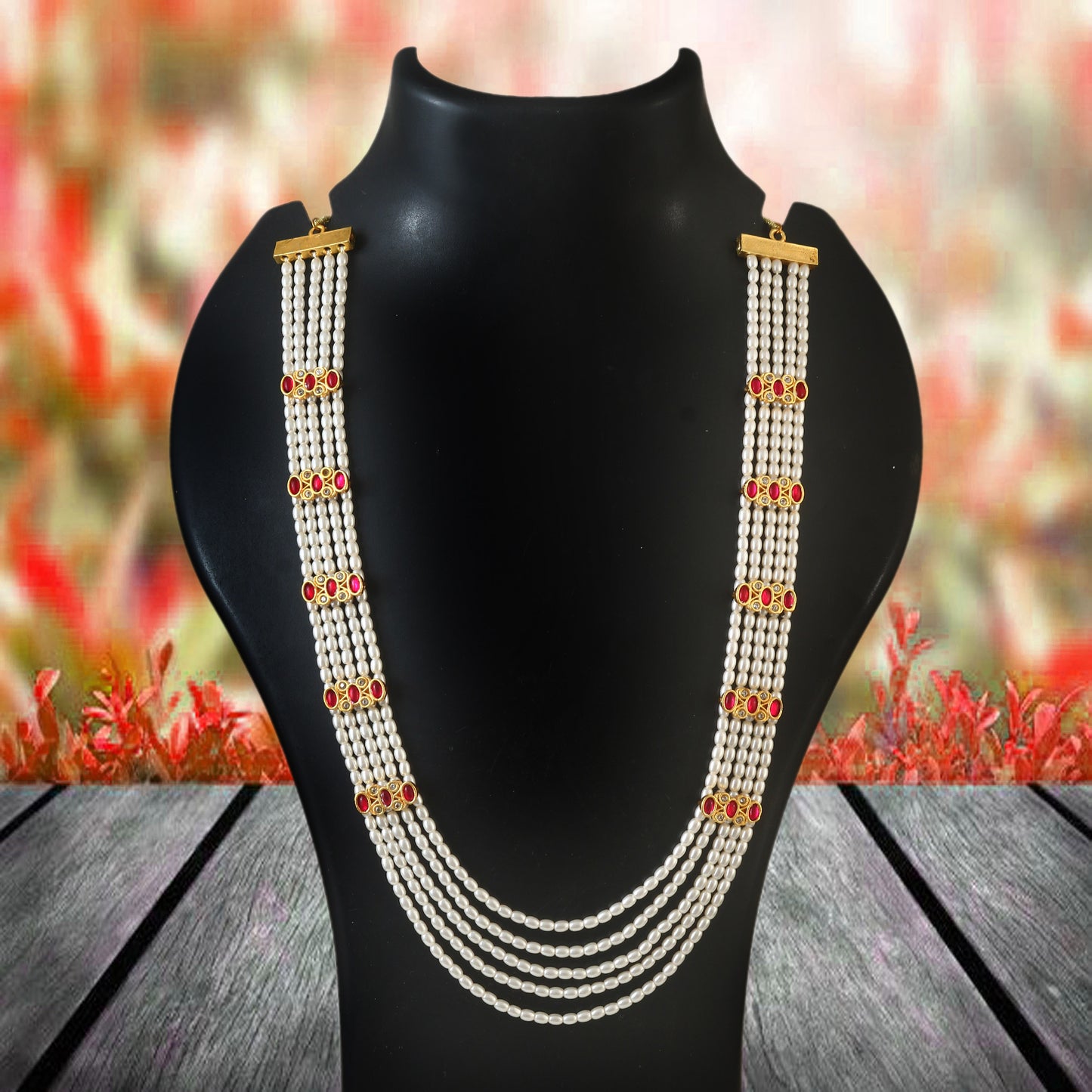 Real Beads Brooch Necklace South Indian