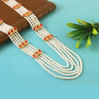 Real Beads Brooch Necklace South Indian