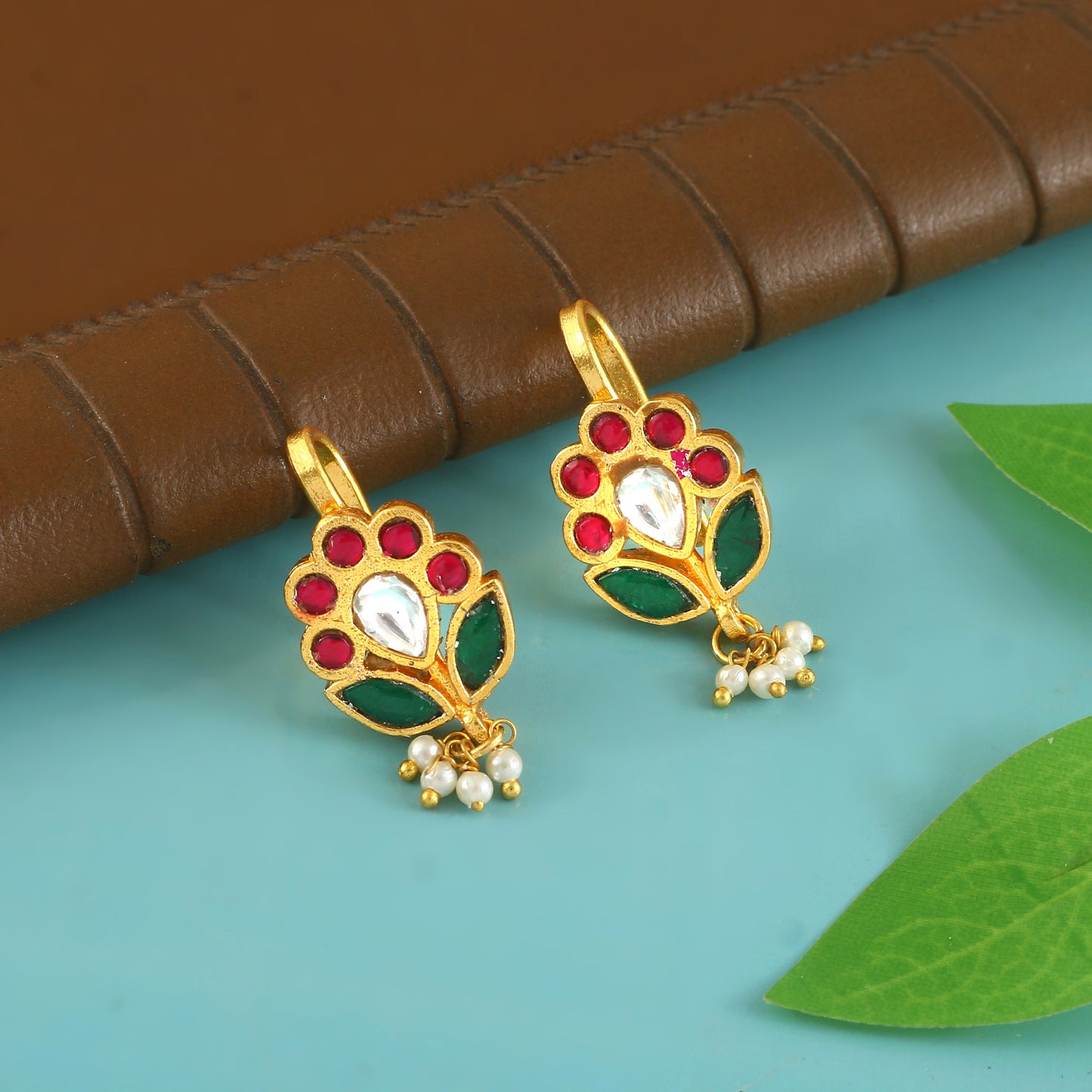 Mayuri Floral kemp Bugadi Earrings