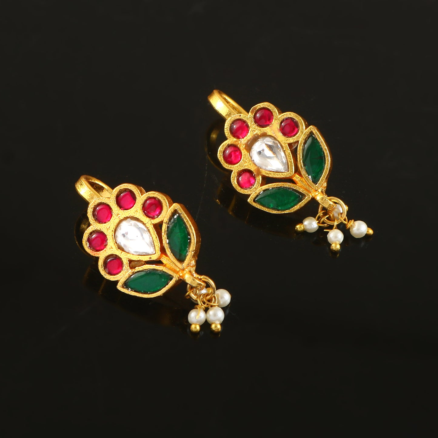 Mayuri Floral kemp Bugadi Earrings