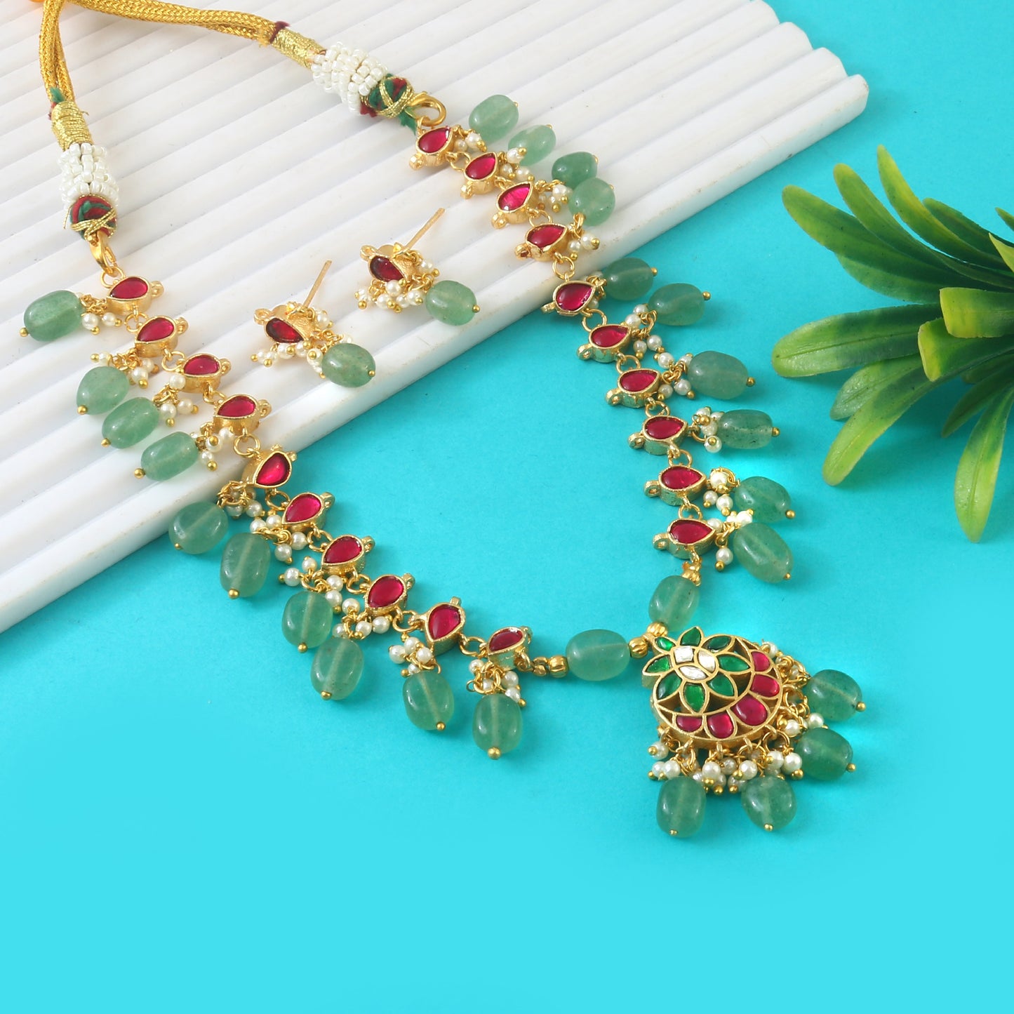 Pearl Mala With Jadau Kundan chokar set  Lockets