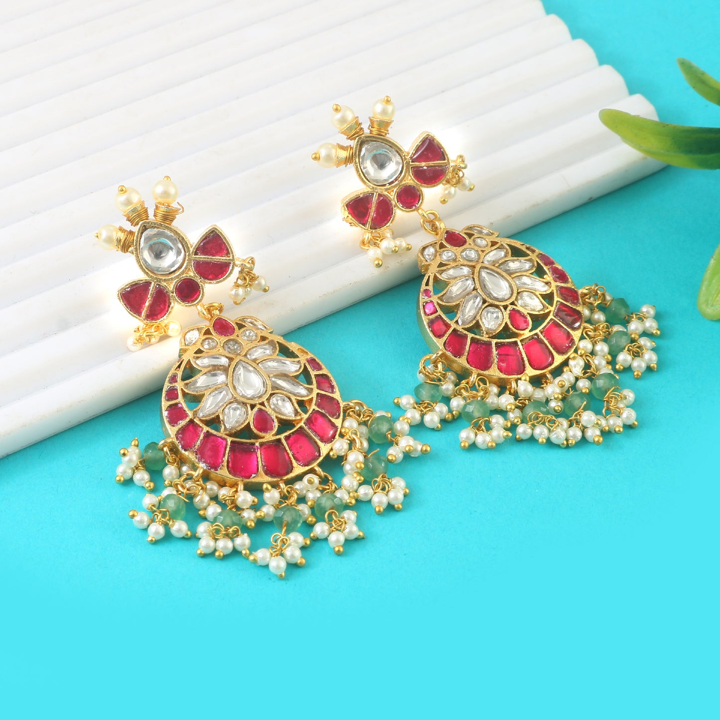 Beautiful Pachi Kundan Earrings