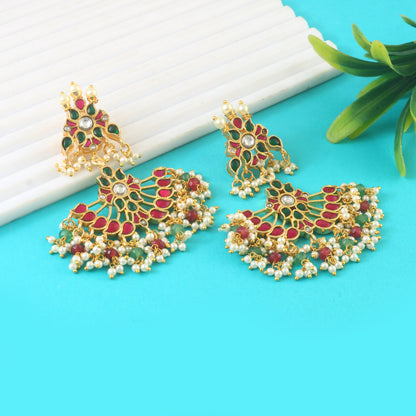 Beautiful Pachi Kundan Earrings