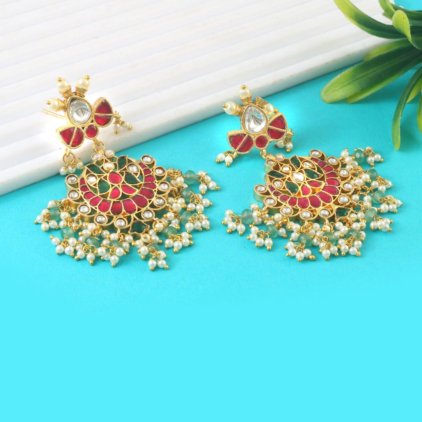 Beautiful Pachi Kundan Earrings