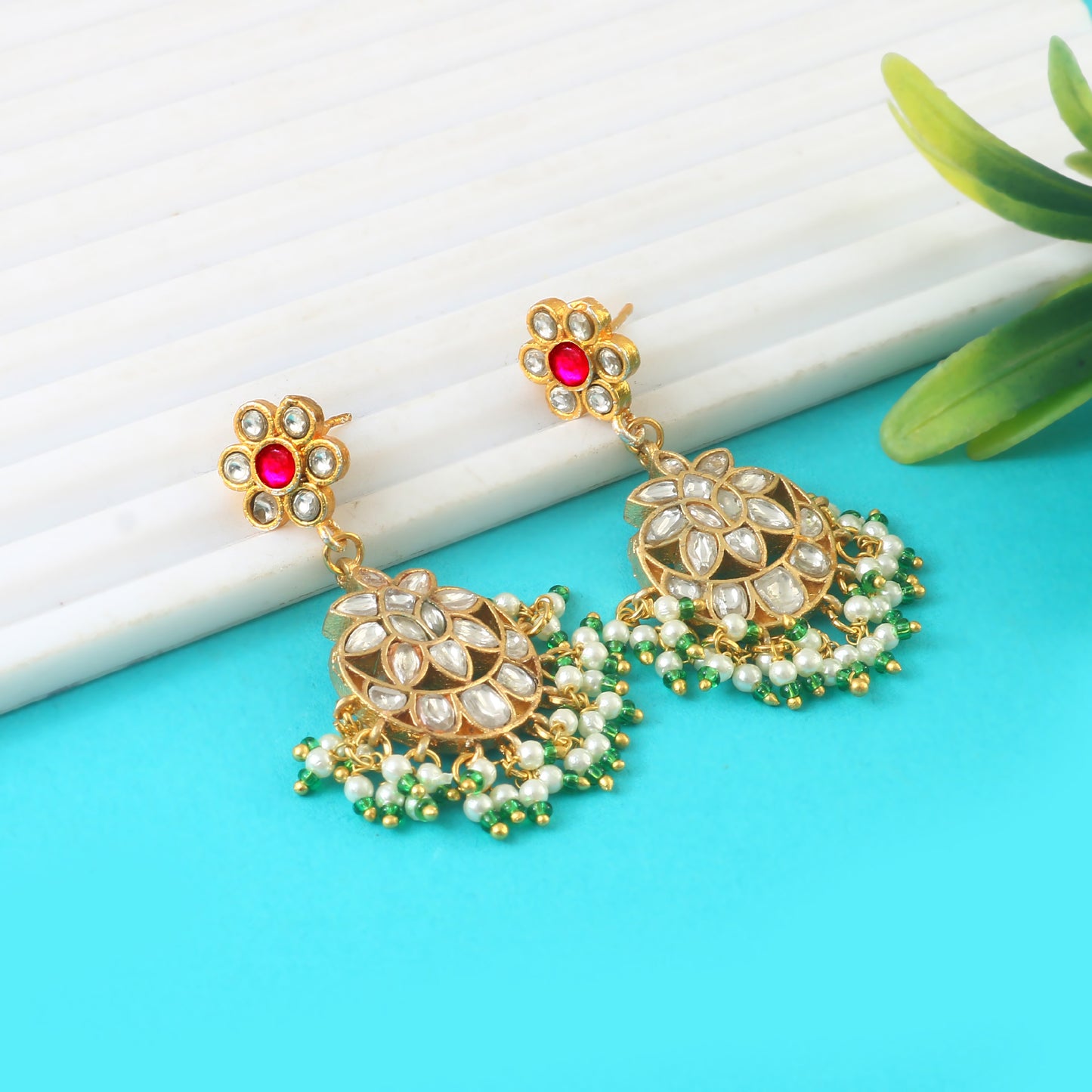 Beautiful Pachi Kundan Earrings