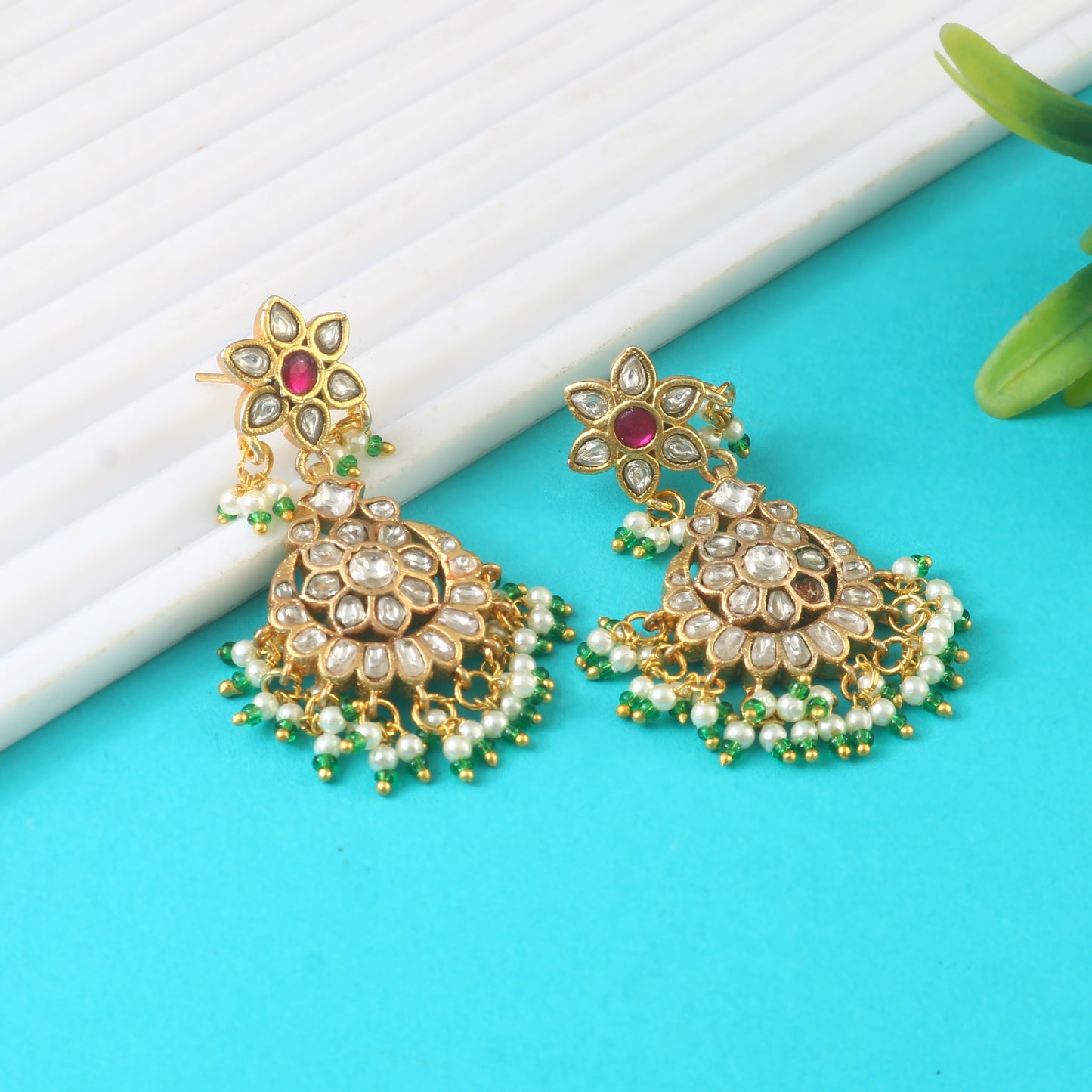 Beautiful Pachi Kundan Earrings