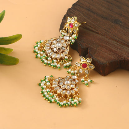 Beautiful Pachi Kundan Earrings
