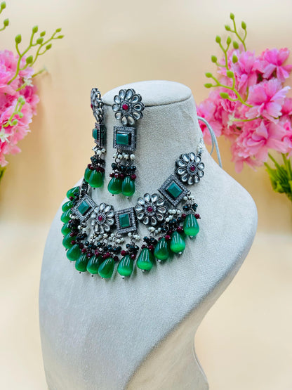 Necklace Set Black Polish (Green)