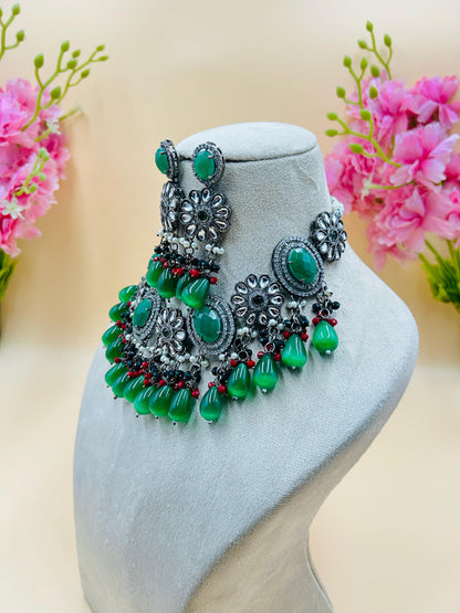 Necklace Set Black Polish (Green)